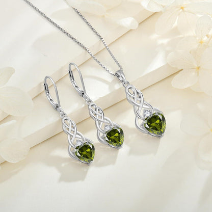 Unendlichkeit Keltischer Knoten Peridot Ohrringe 925 Silber Frauen Geschenk