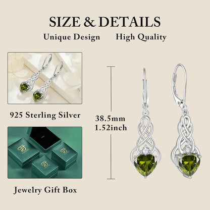 Unendlichkeit Keltischer Knoten Ohrringe Sterling Silber Peridot