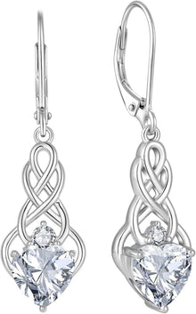Keltischer Knoten Ohrringe 925 Sterling Silber Geburtsstein Zirkonia