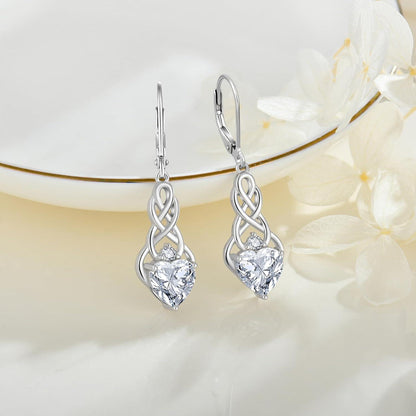 Unendlichkeit Keltischer Knoten Ohrringe 925 Silber Geburtsstein Zirkonia