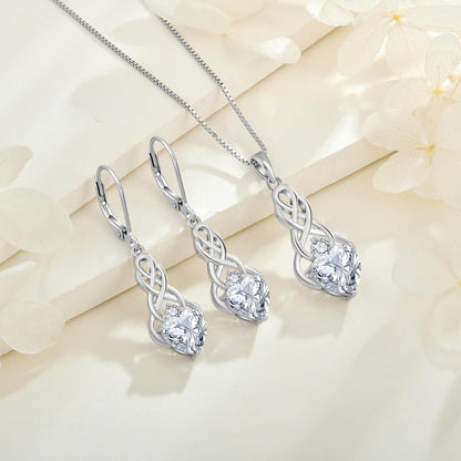 Keltischer Knoten Ohrringe Damen 925 Silber Geburtsstein Irisch Glücksschmuck