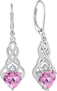Unendlichkeit Keltischer Knoten Rosa Turmalin 925 Silber Ohrringe