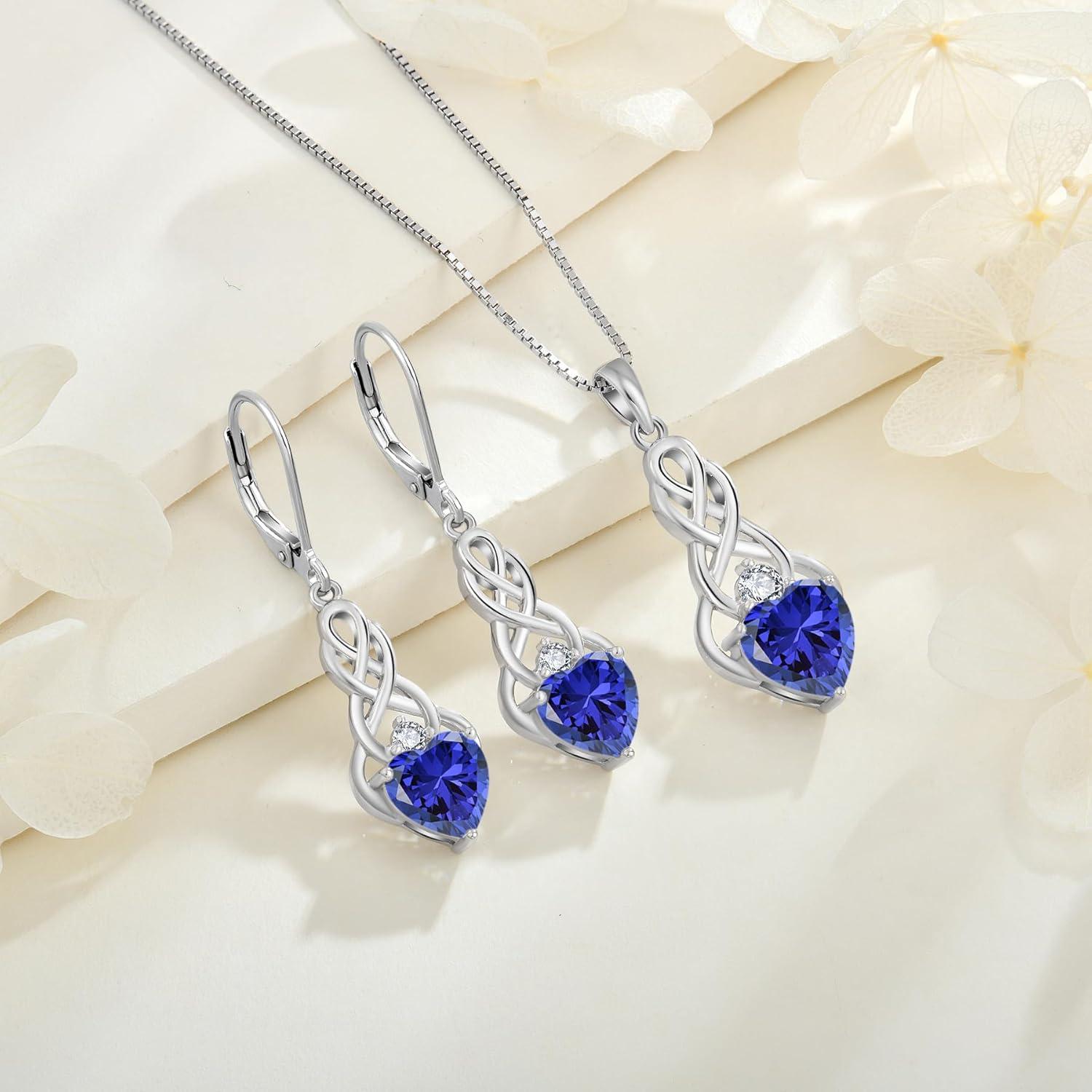 Unendlichkeit Keltischer Knoten Ohrringe 925 Silber Tansanit Frau Schmuck