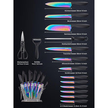 Messerblock 16 TLG Messer Set Golden Edelstahl Acrylhalter