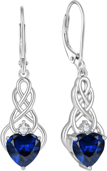 Unendlichkeit Keltischer Knoten Damen Ohrringe 925 Silber Saphir