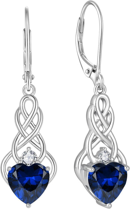 Unendlichkeit Keltischer Knoten Damen Ohrringe 925 Silber Saphir