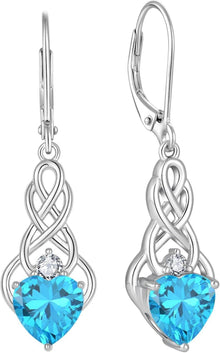 Keltischer Unendlichkeit Ohrringe 925 Silber Aquamarin