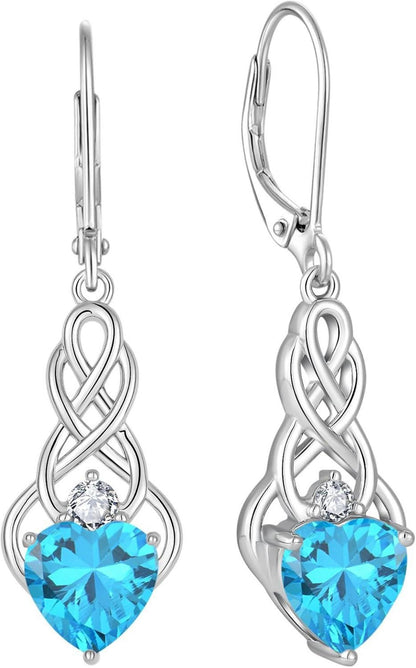 Keltischer Unendlichkeit Ohrringe 925 Silber Aquamarin