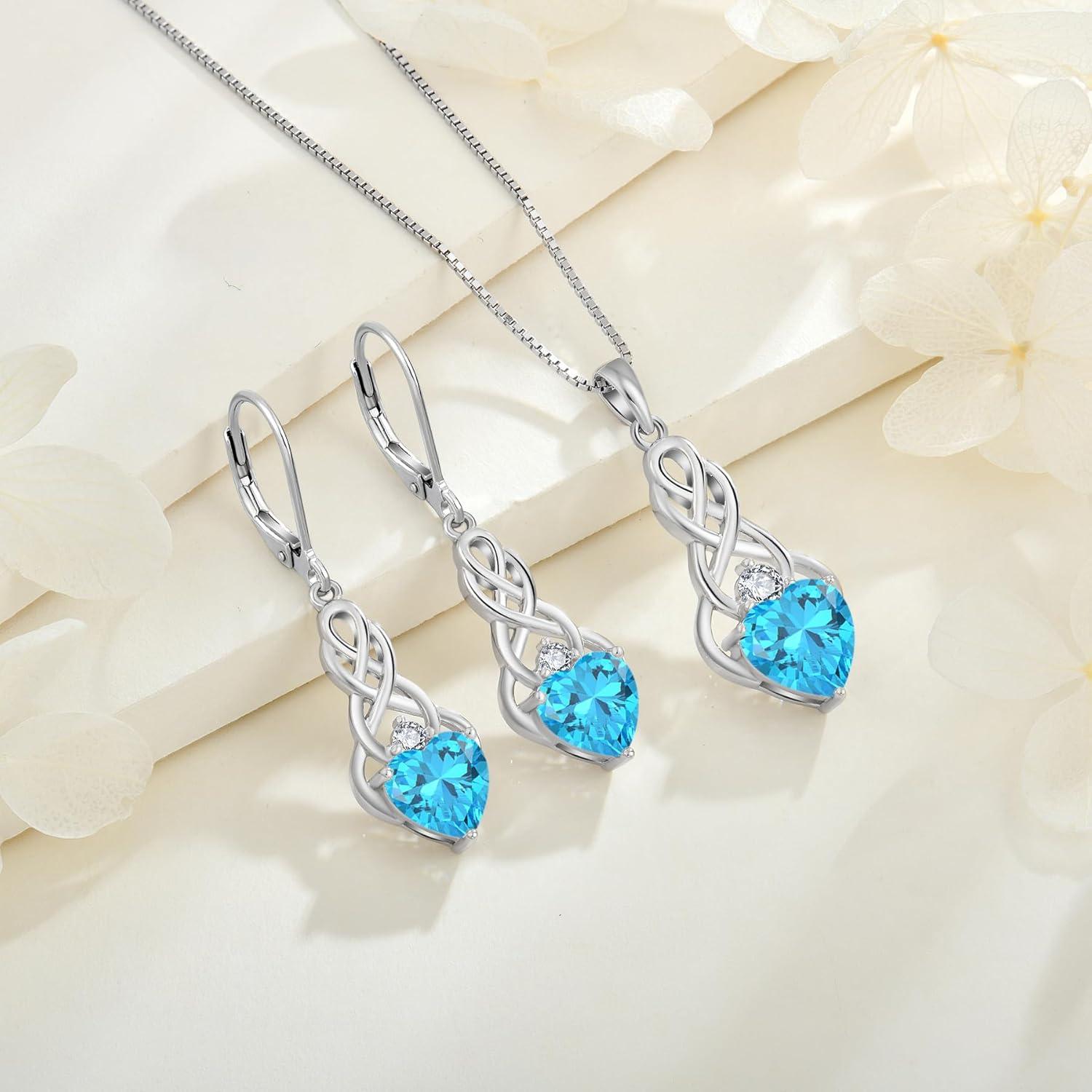 Unendlichkeit Keltischer Knoten Ohrringe 925 Silber Aquamarin