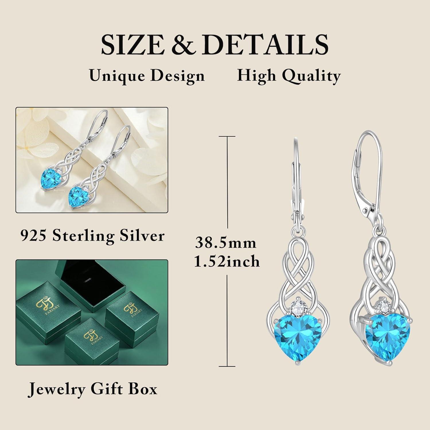 Unendlichkeit Keltischer Knoten Ohrringe 925 Sterling Silber Aquamarin