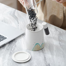 Hsnbosym Keramik Teebecher mit Deckel 400ml Sandelholzgriff