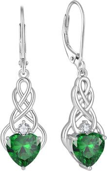 Unendlichkeit Keltischer Knoten Silber Ohrringe Smaragd Gemstone
