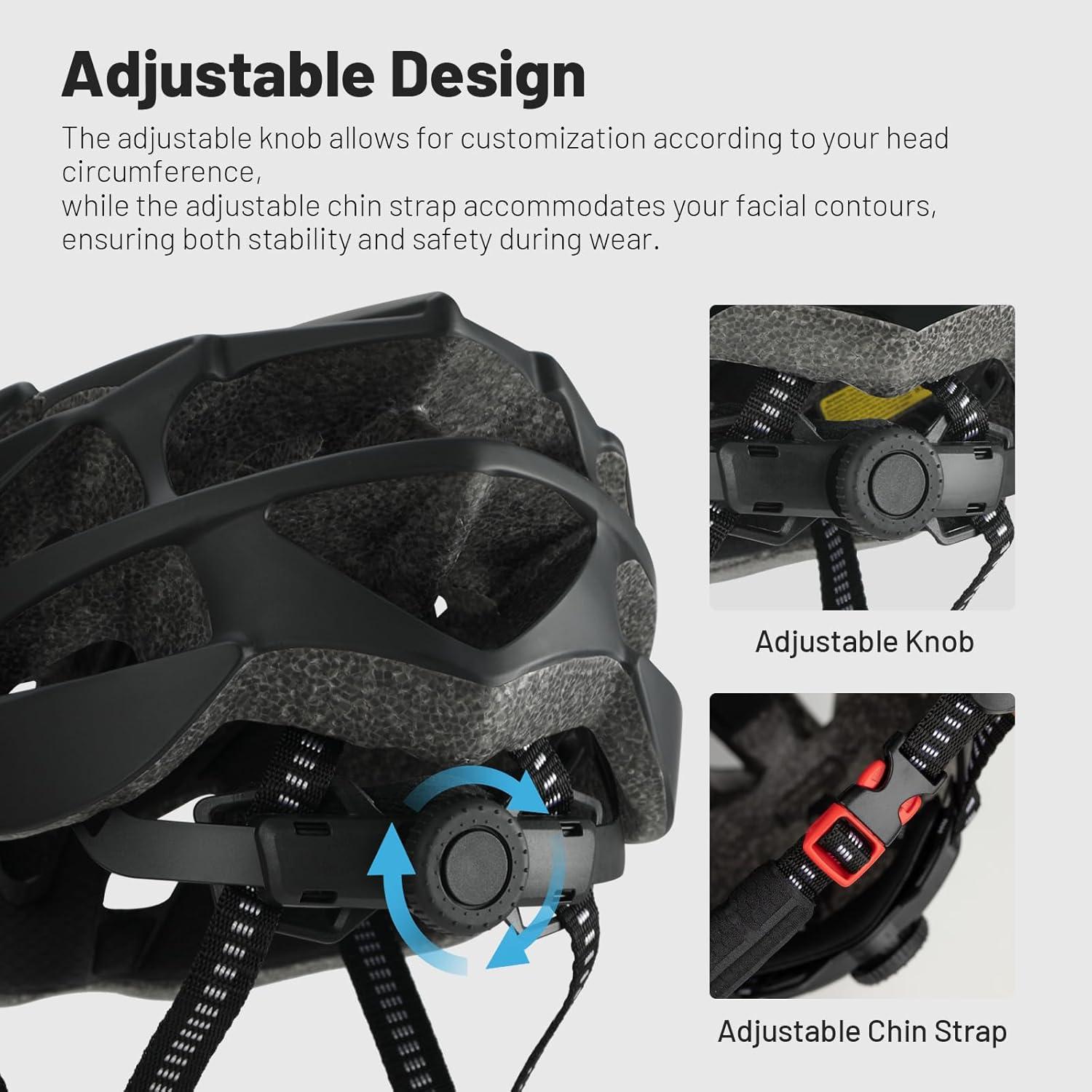 Favoto Fahrradhelm Erwachsene Schwarz Abnehmbar Verstellbar MTB