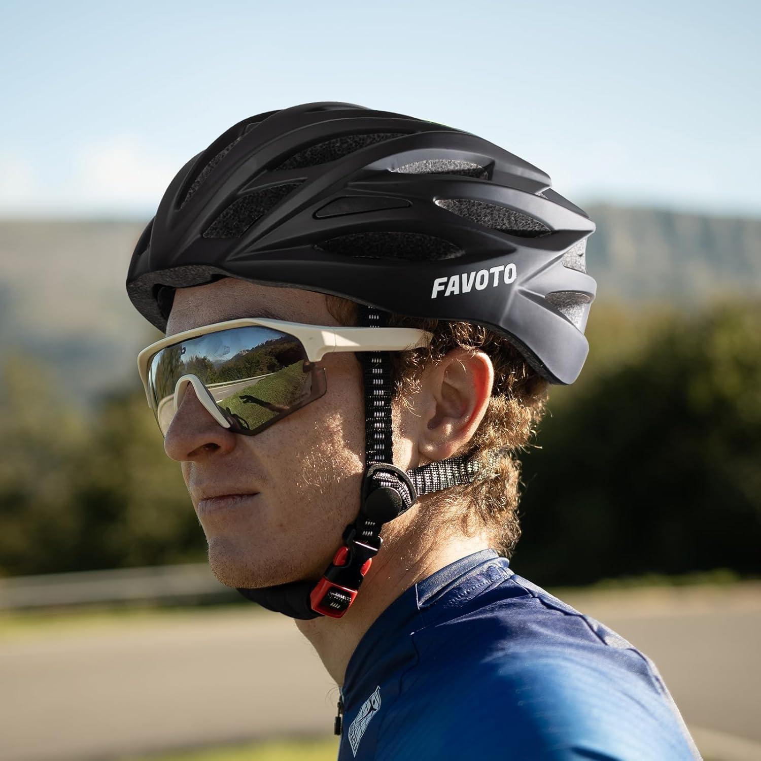 Favoto Fahrradhelm Erwachsene Schwarz Abnehmbar Verstellbar MTB
