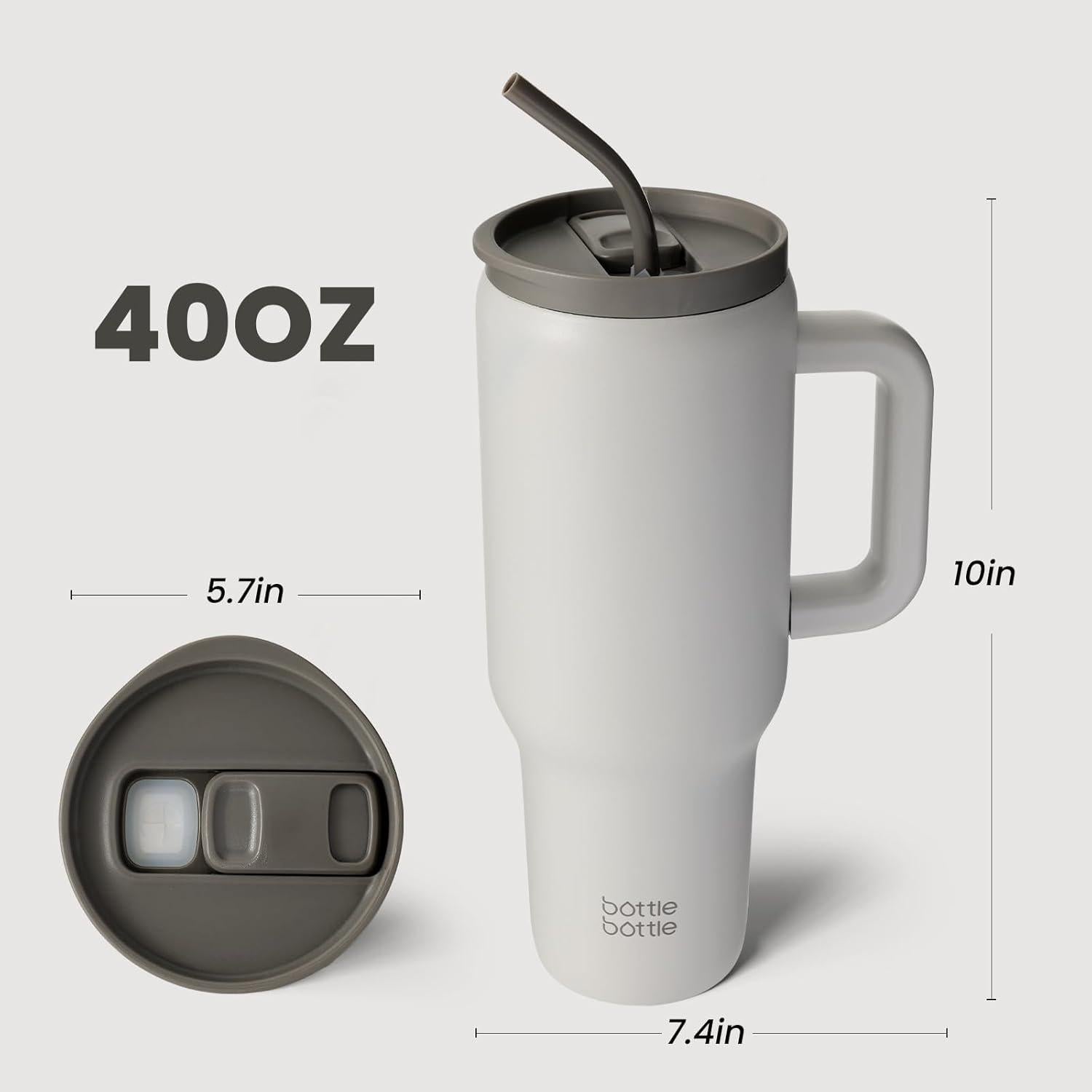 Edelstahl Kaffeebecher mit Strohhalm, 40oz, Grau, BPA-frei, auslaufsicher