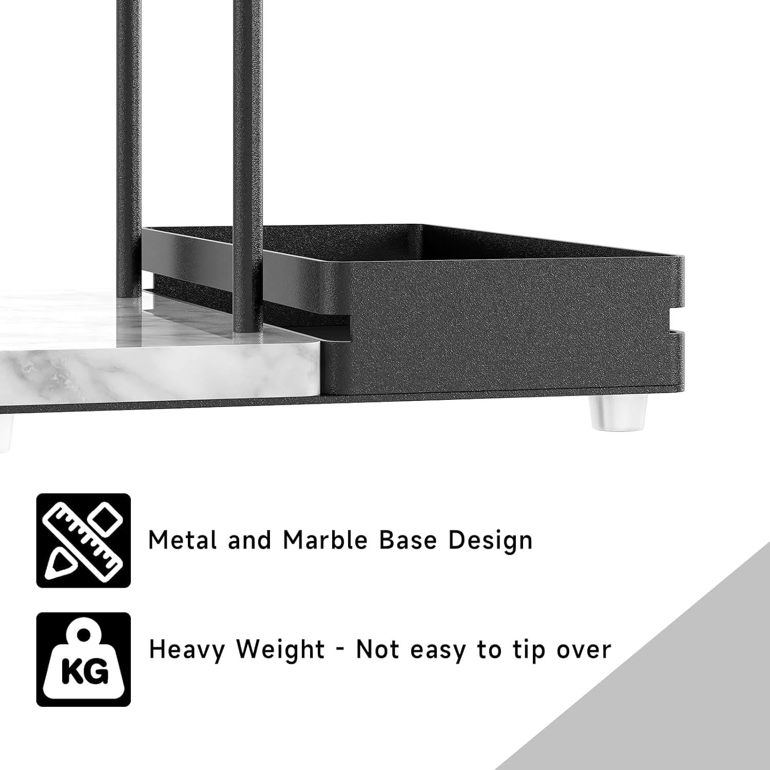 Serviettenhalter Schwarz aus Metall & Marmor für Tisch