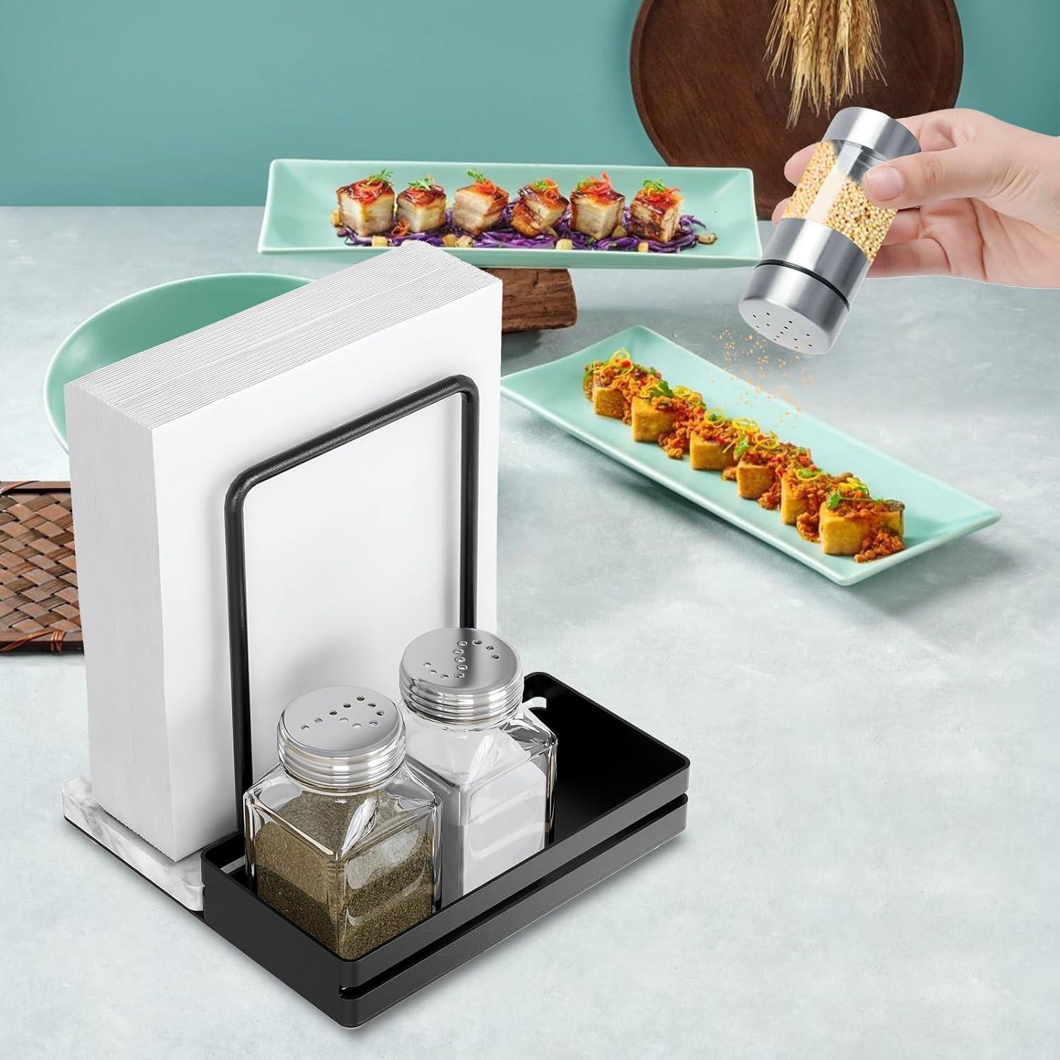 Moderner Serviettenhalter aus Metall & Marmor für Tischdekoration