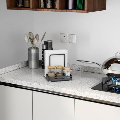 Serviettenhalter Schwarz Metall Marmor Serviettenspender für Tisch