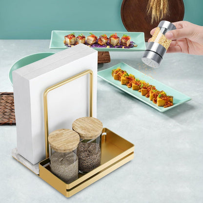 Serviettenhalter aus Metall und Marmor goldfarbenaddWidgetTitleSTWWO