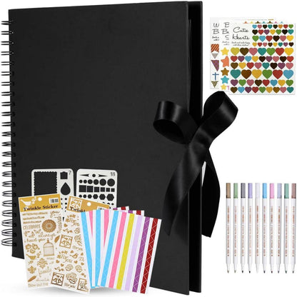 DIY Fotoalbum 31x31cm zum Selbstgestalten, Schwarz, 80 Seiten