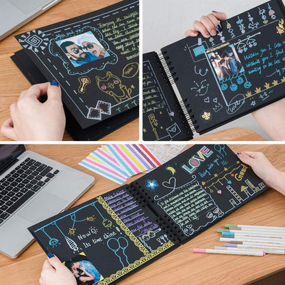 Fotoalbum 31x31cm DIY Schwarz 80 Seiten Selbstgestalten Einkleben