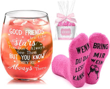 Weinglas mit Lustigen Socken Set für Freundin, Geburtstag, Weihnachten