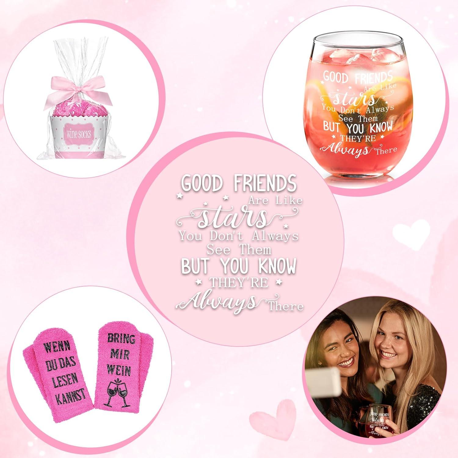 Weinglas mit Lustigen Socken Geschenkset für Freundin Geburtstag 520ml