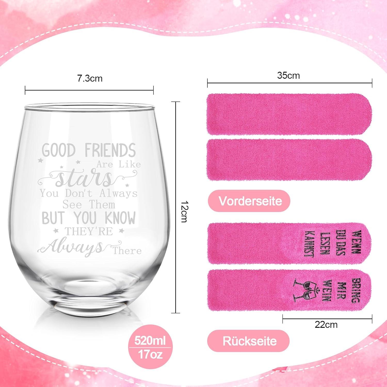 Weinglas mit Lustigen Socken Geschenkset für Freundin Geburtstag 520ml