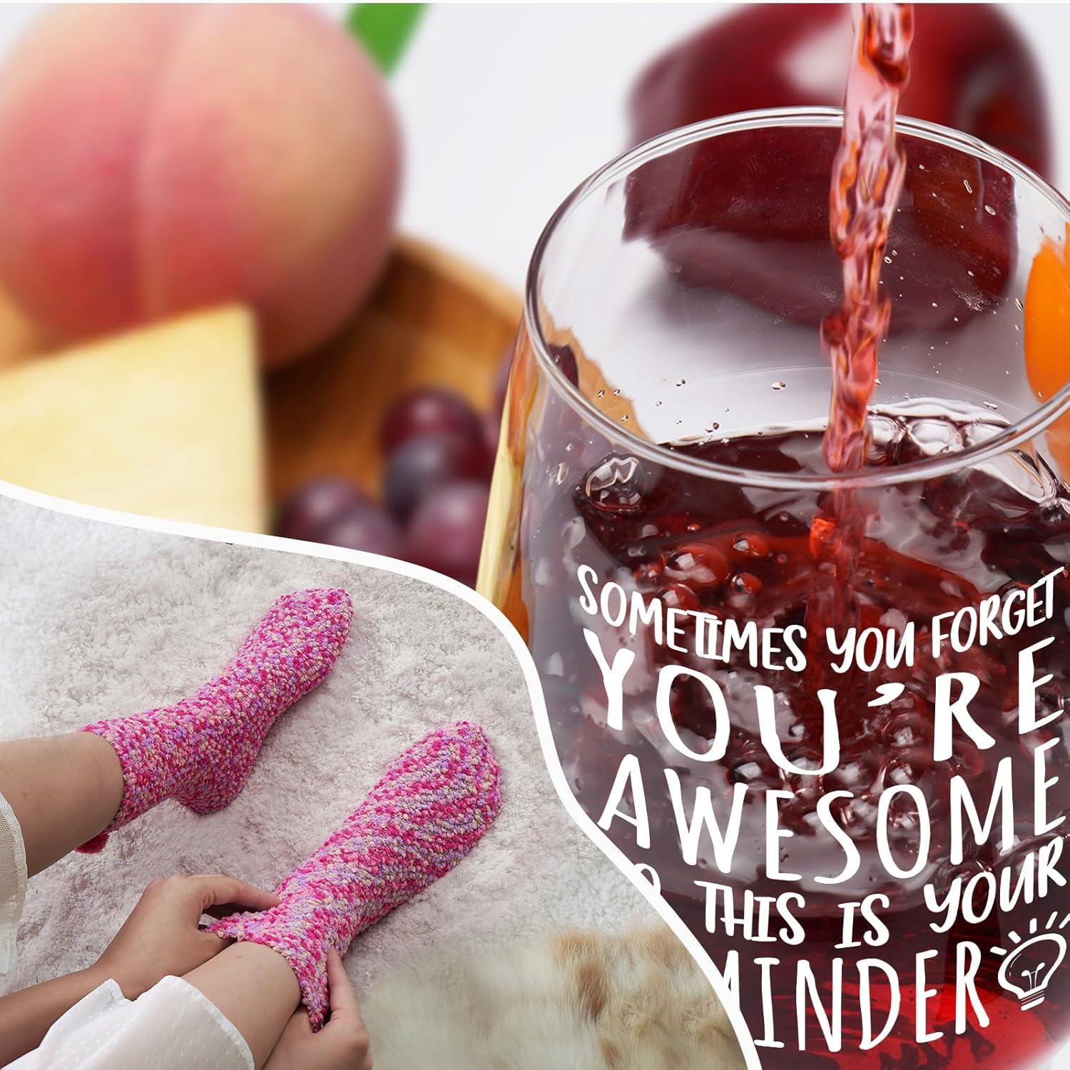 Joymaking Weinglas und Socken Set, Dankeschön Geschenk, Geburtstagsgeschenk 17oz