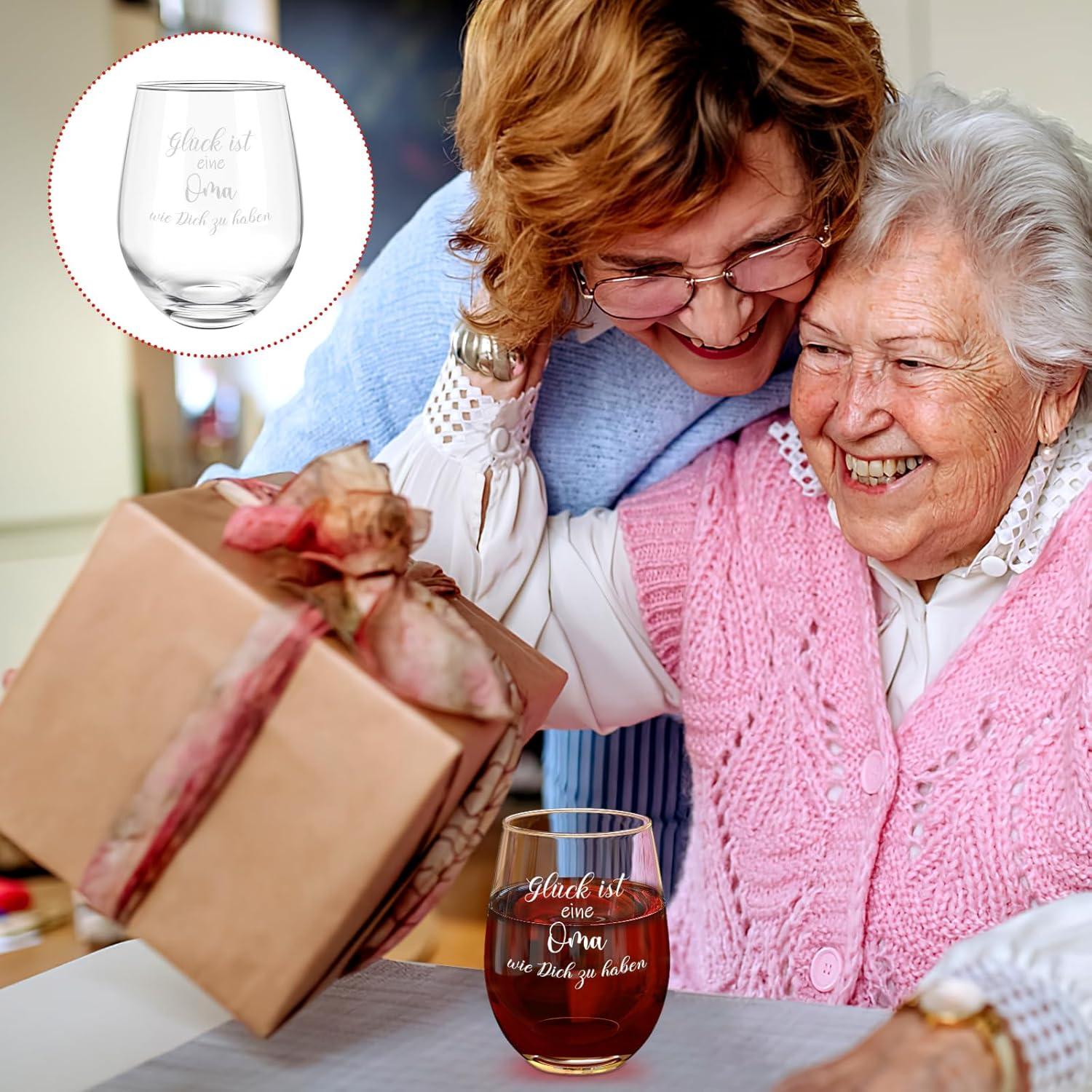Weinglas Geschenk für Oma Enkelkinder Weihnachten 17oz