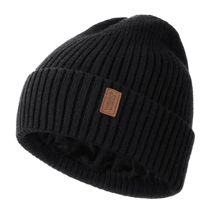 Gefütterte Thermo-Strickmütze für Herren, Einheitsgröße Schwarz