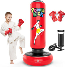 Aufblasbarer Boxsack für Kinder 168 cm Rot - Karate Taekwondo MMA