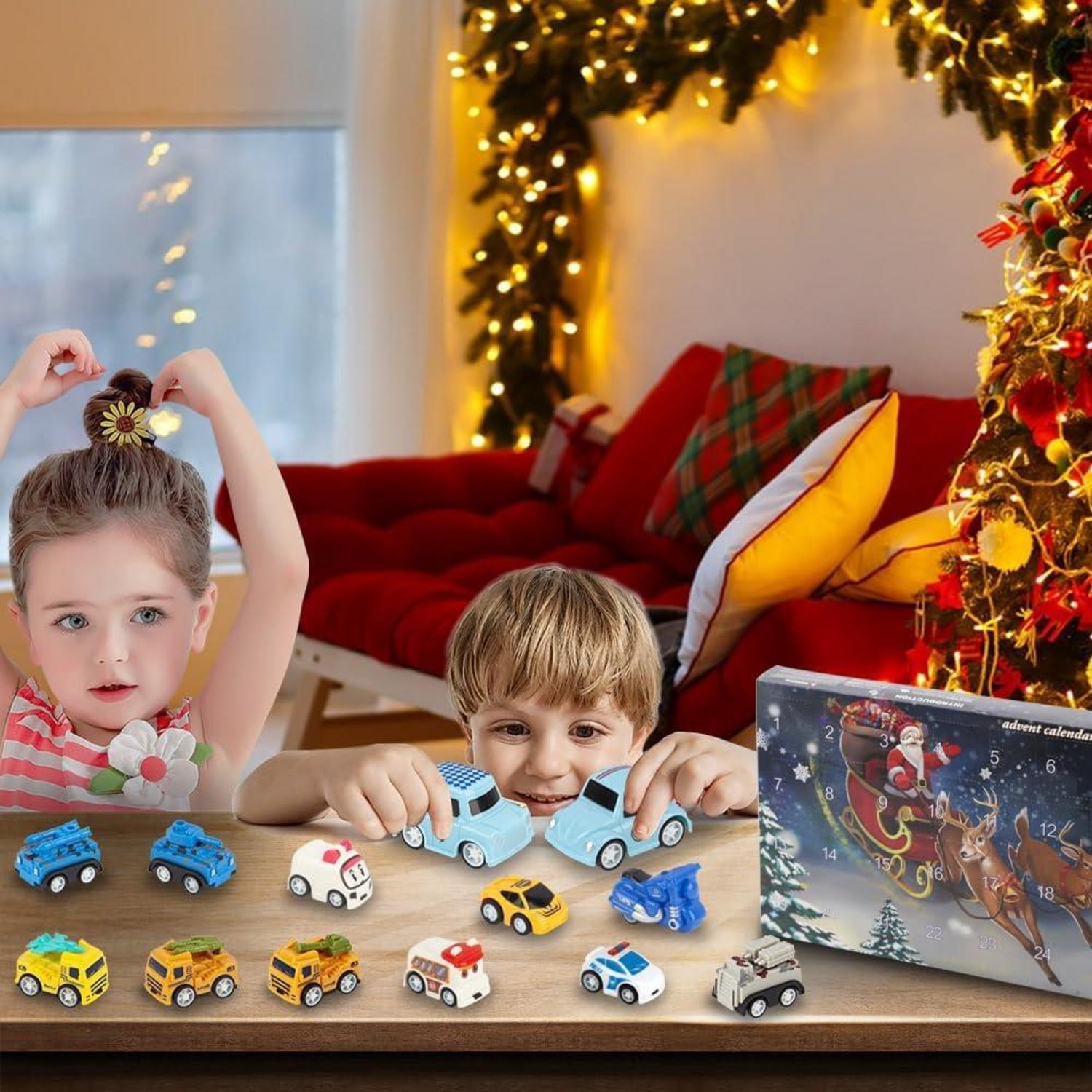 OBEST Adventskalender 2024 Auto Spielzeug 24-teilig Countdown Puzzle Bildung