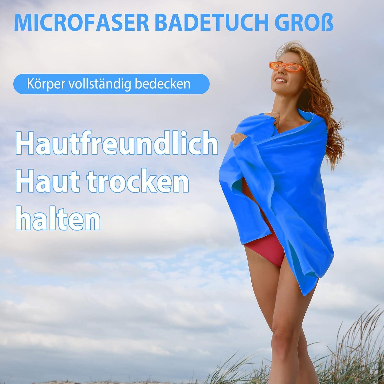 JASUEN Mikrofaser Handtuch Set Sporthandtuch Reisehandtuch für Strand 2 Stück