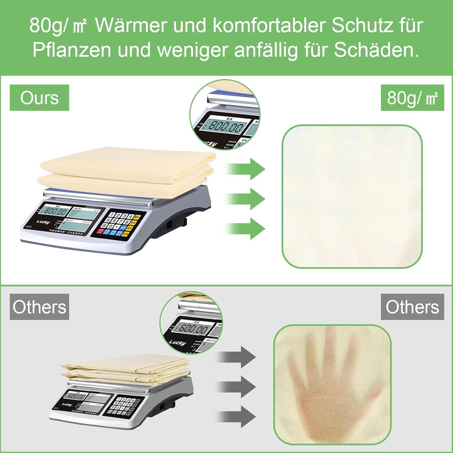 2er Set Frostschutz Pflanzen Winter 180x120cm 80g/㎡ Winterschutz