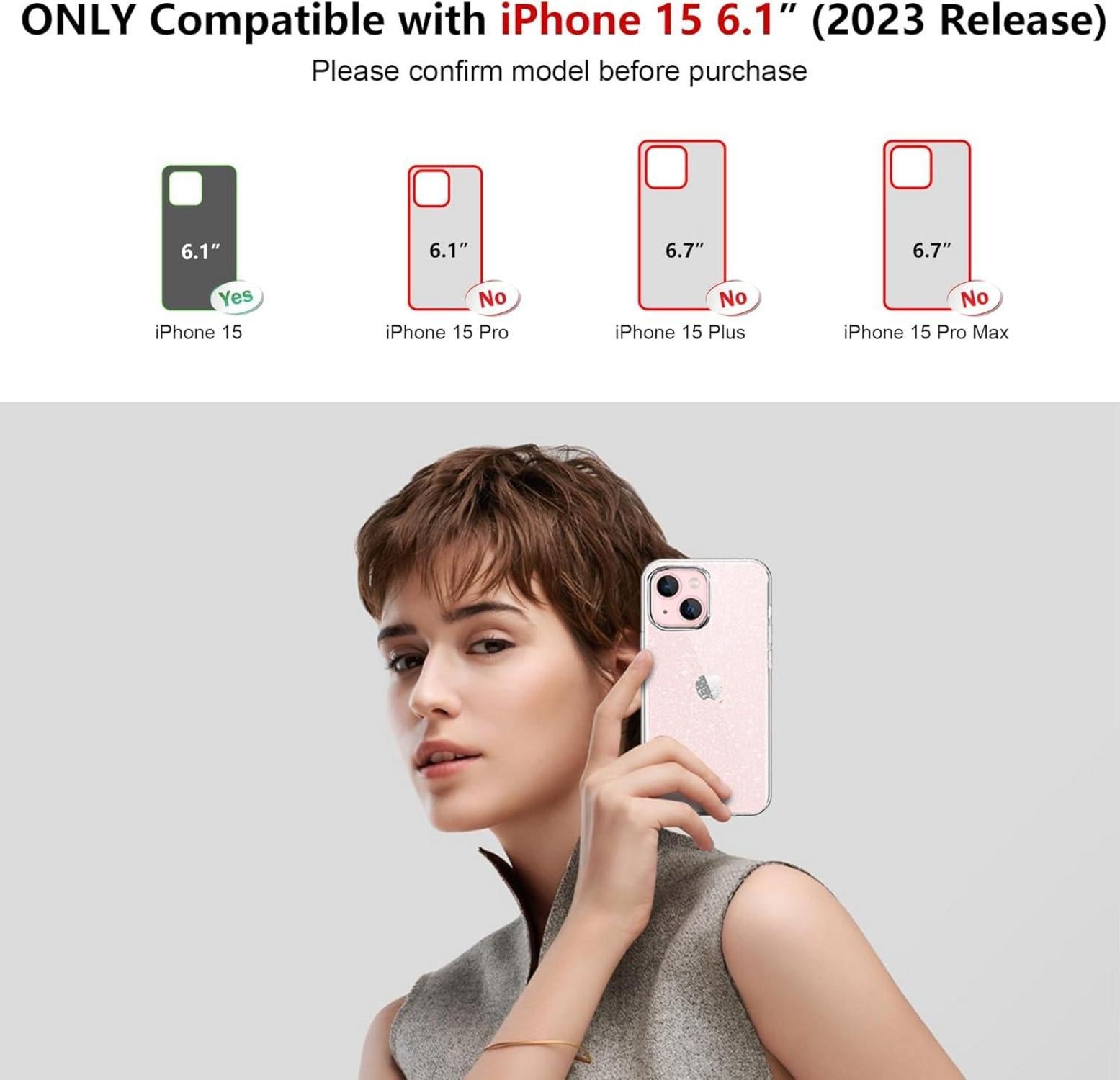 Glitzer Handyhülle für iPhone 15 mit Schutzfolie und