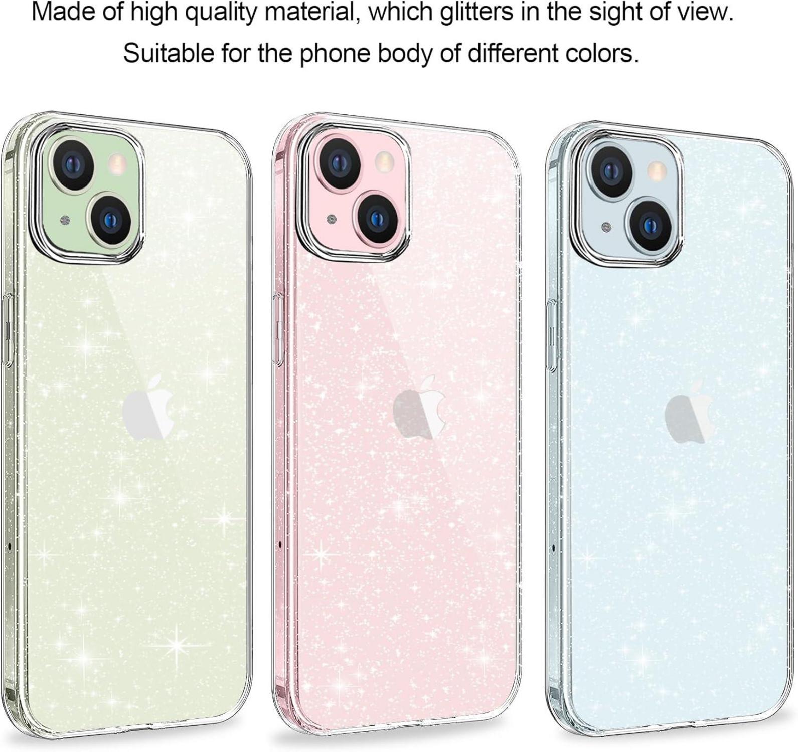 AROYI iPhone 15 Glitzer Hülle + Displayschutz - Transparent & Anti-Yellowing