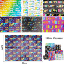 Geschenkpapier Geburtstag Set 6 Blatt 50x70cm Kinder Mädchen