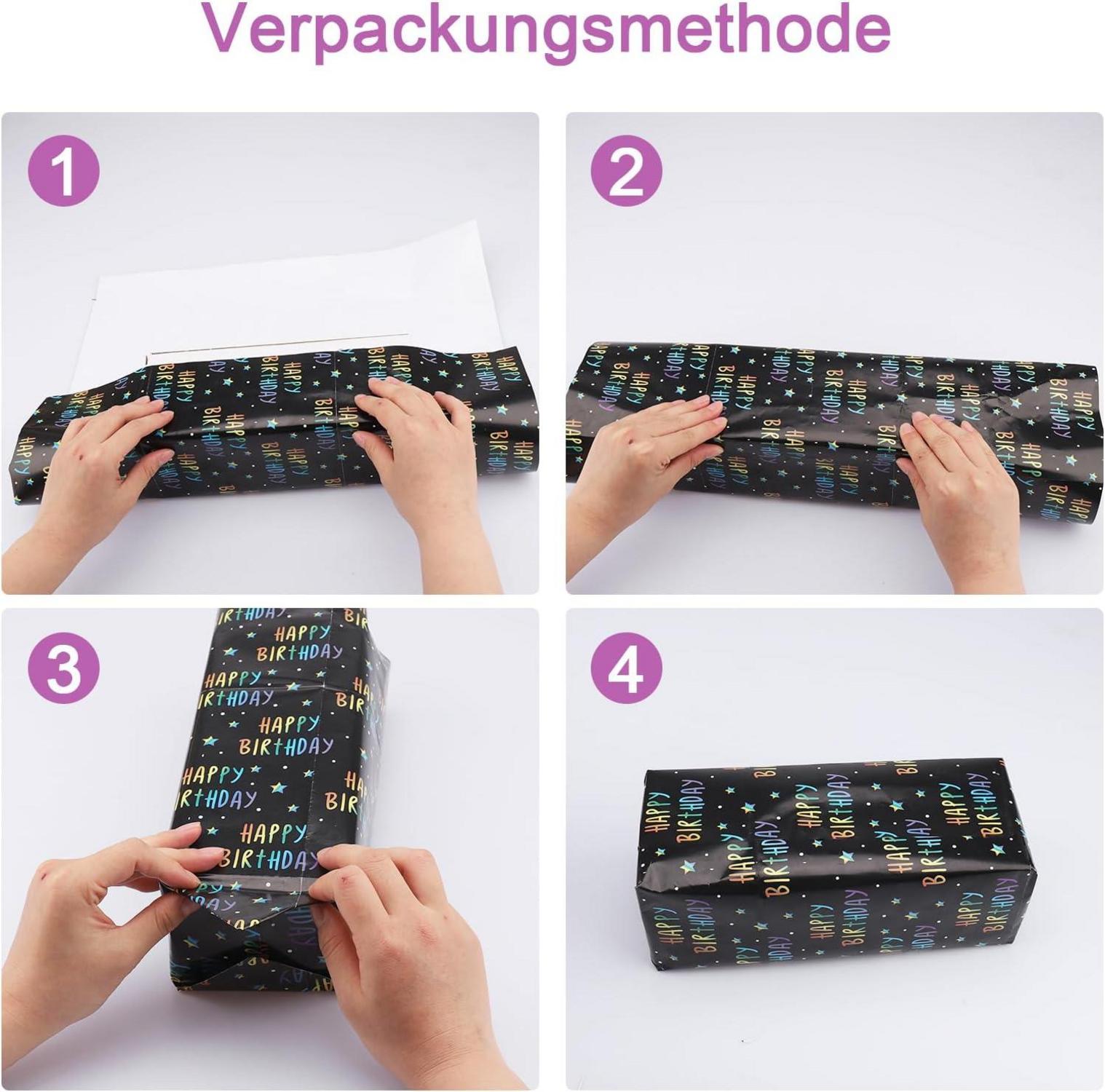 Geschenkpapier Set für Geburtstag 6 Blatt Kinder Mädchen Jungen 50x70cm