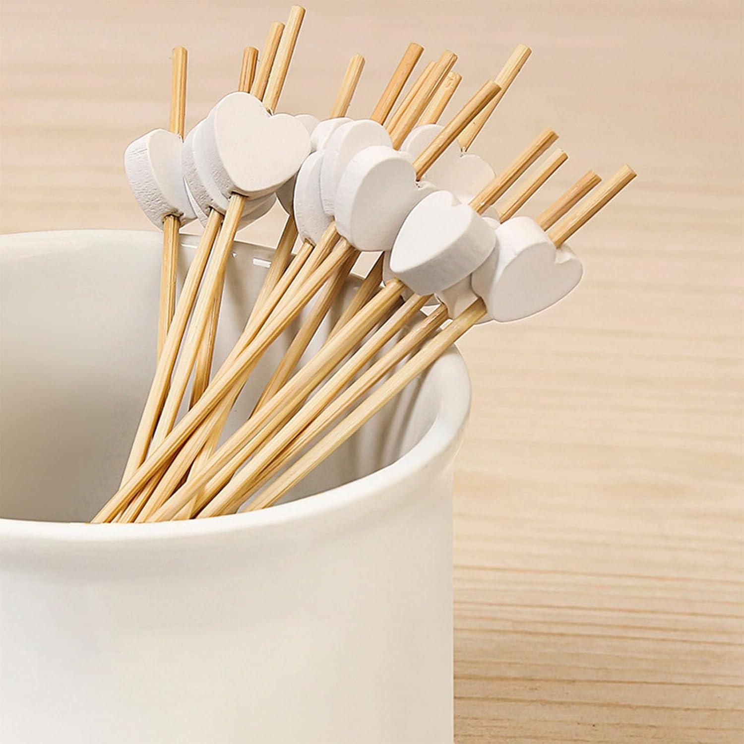 Holzspieße Cocktail Sticks 100 Stück Herzen 12 cm Fingerfood