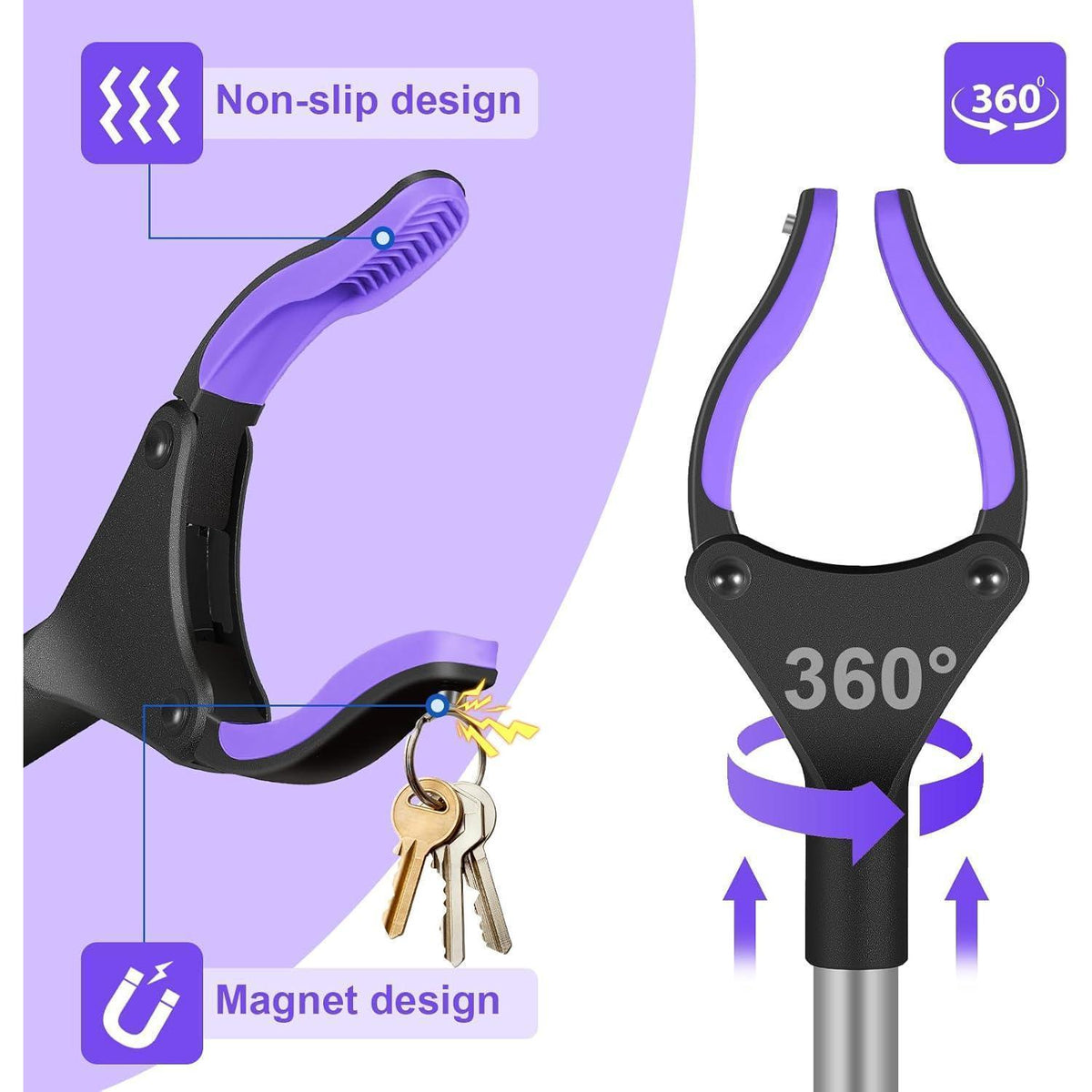 108cm Greifzange faltbar mit Magnet, violett