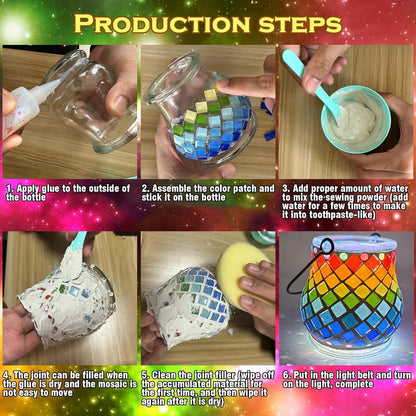 Mosaik Bastelset Kinder Laternen DIY Laterne Regenbogen