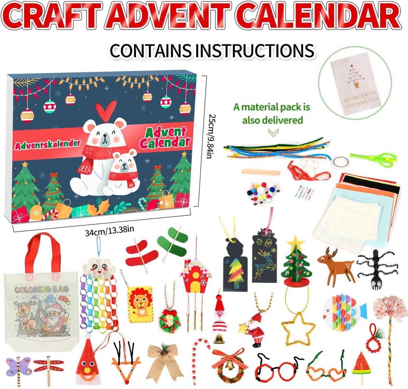 Basteln Adventskalender 2024 Kinder Mädchen 24 kreative