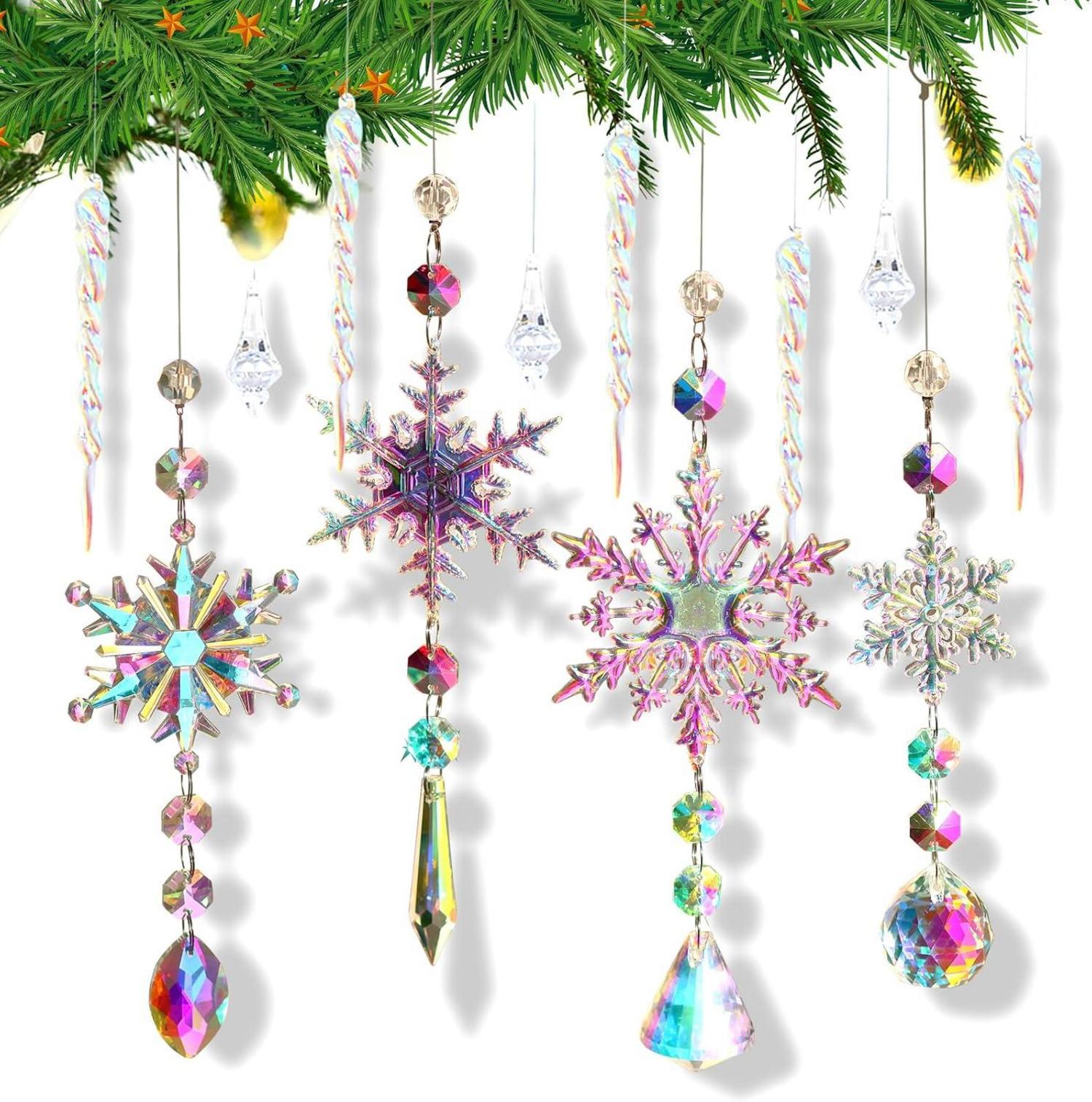 Acryl Schneeflocke Eiszapfen Anhänger Weihnachtsbaum Kristall Deko