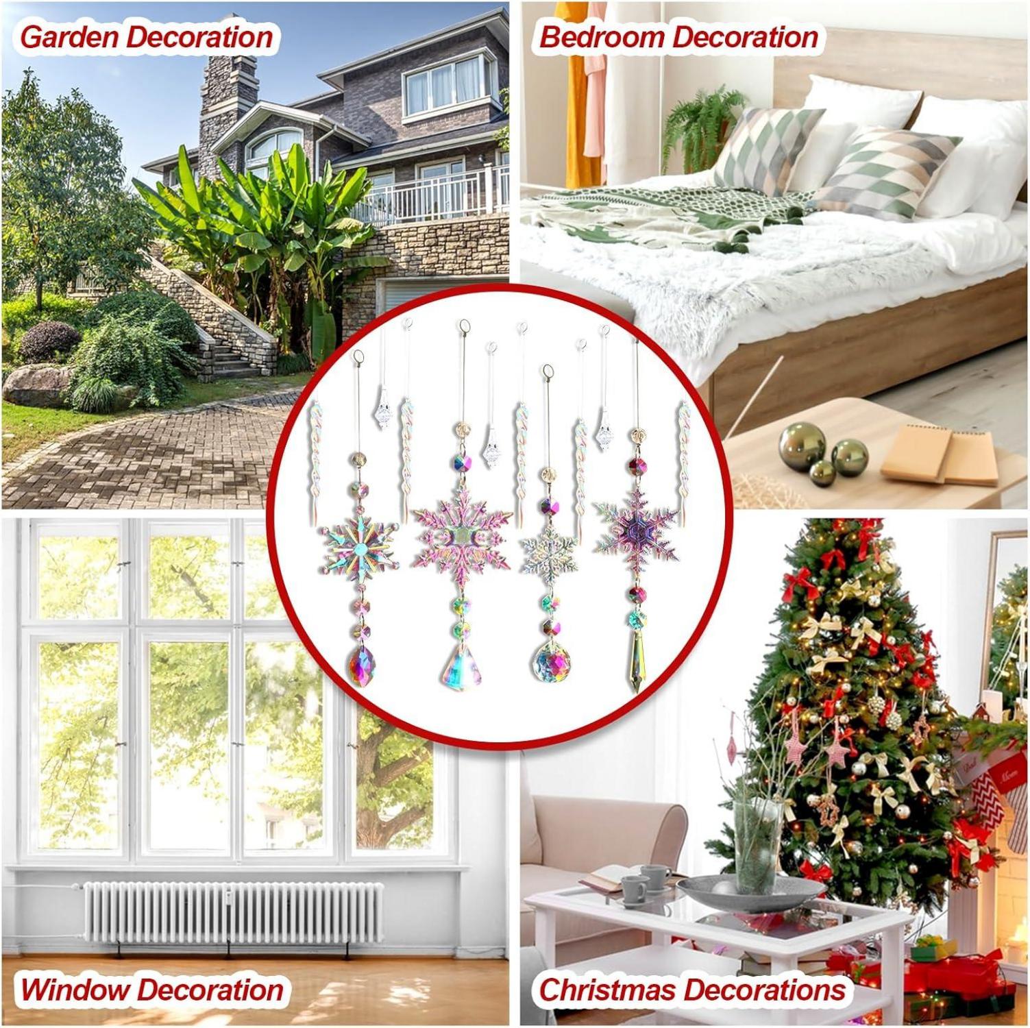 Acryl Schneeflocke Eiszapfen Anhänger Weihnachtsbaum Kristall Deko