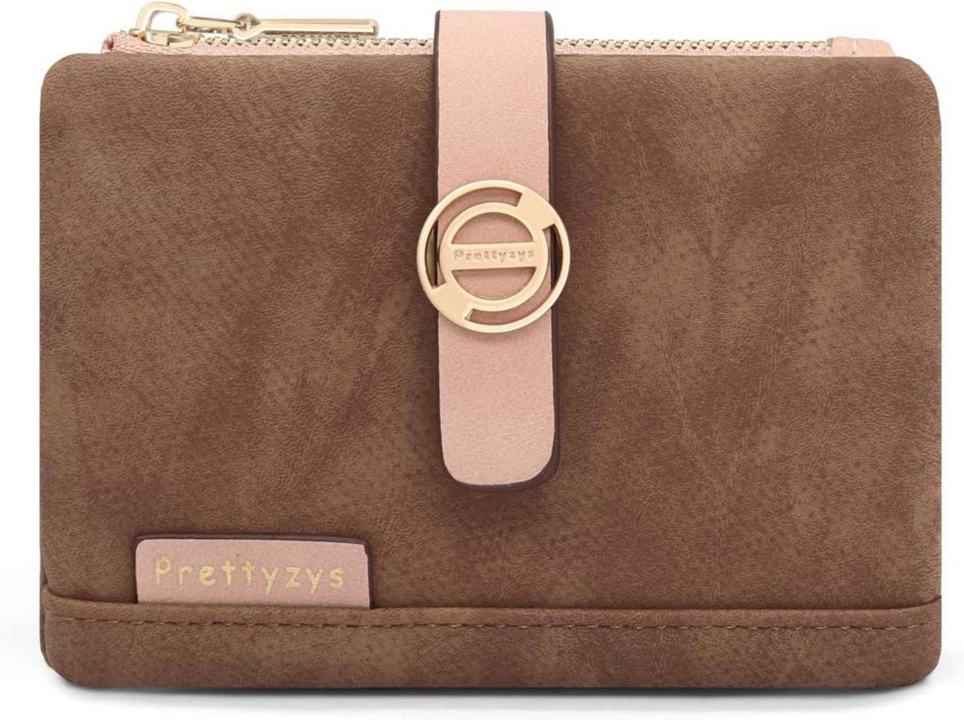 Damen Geldbörse Klein PU Leder Zipper Münzfach Rotbraun