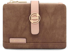 Damen Geldbörse Klein PU Leder Zipper Münzfach Rotbraun