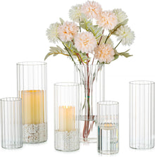 Glass Windlicht Kerzenhalter Set 6er Glaszylinder Stumpenkerzen