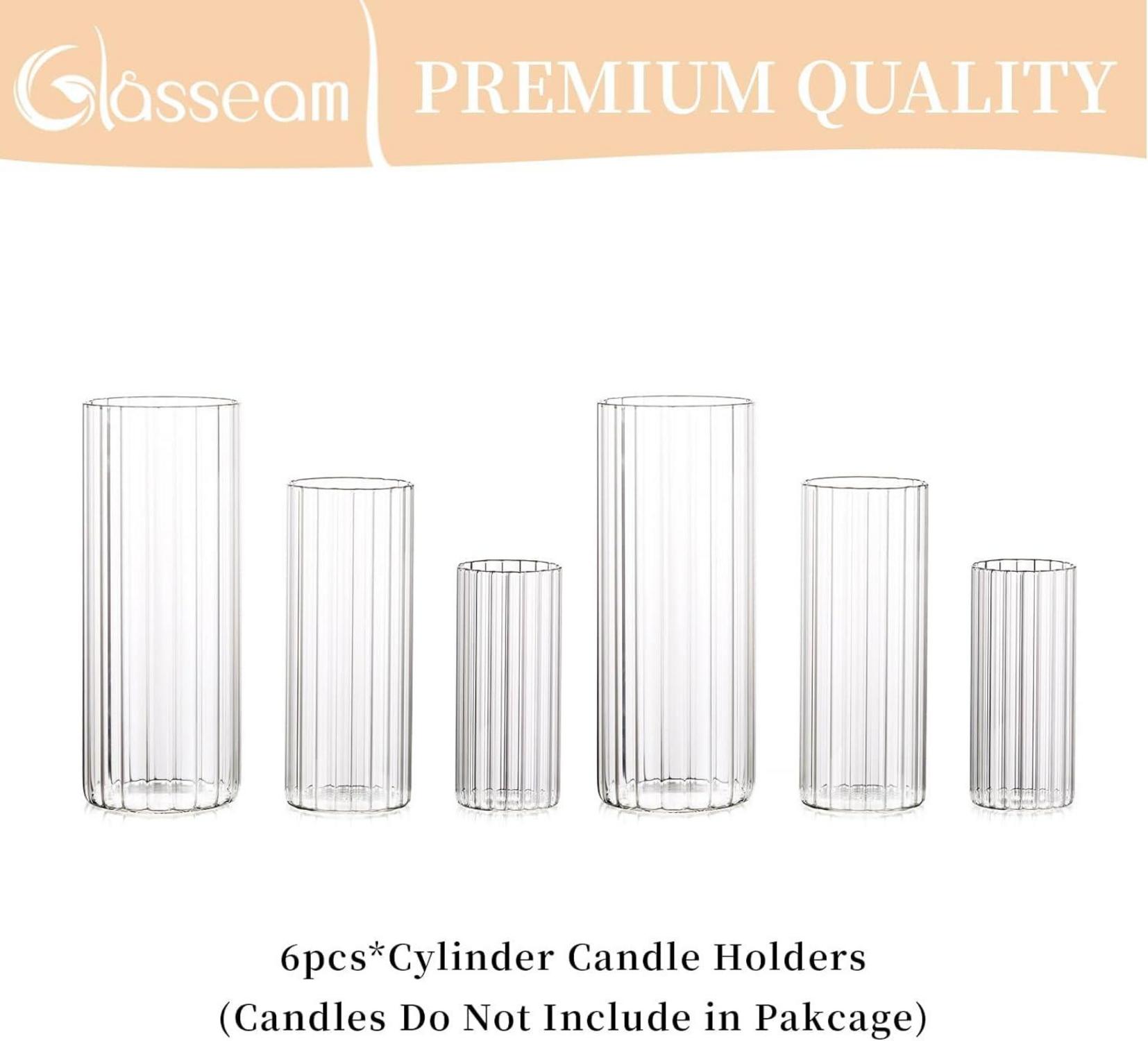 6er Glaszylinder Kerzenständer Set für Hochzeit & Weihnachten