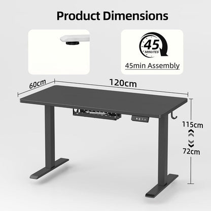 Elektrischer Schreibtisch Höhenverstellbar 120x60 cm Stehschreibtisch Memory